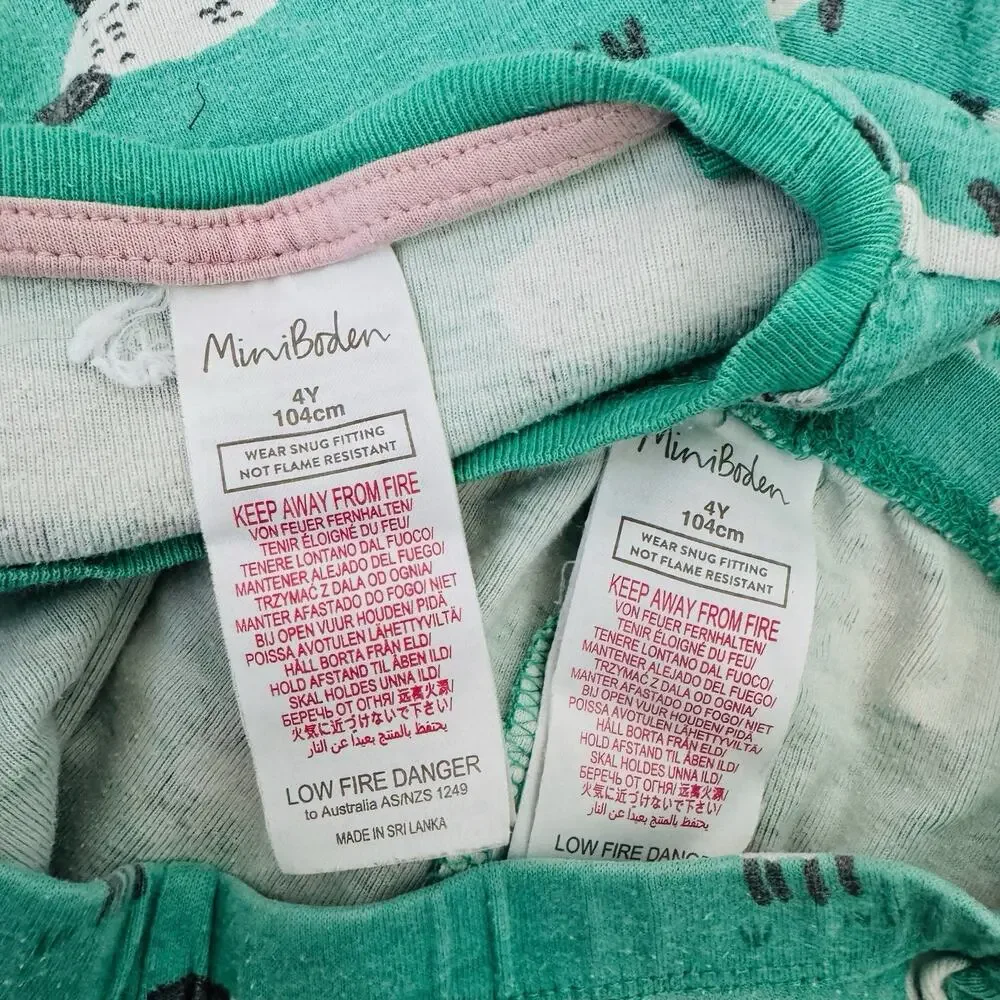 Mini Boden Green Sheep Print Pajama Set - Picture 3 of 5